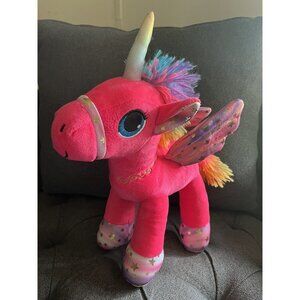 LINZY EUC PINK UNICORN W/ RAINBOW WINGS METALLIC STARS 21" PLUSH STUFFED ANIMAL